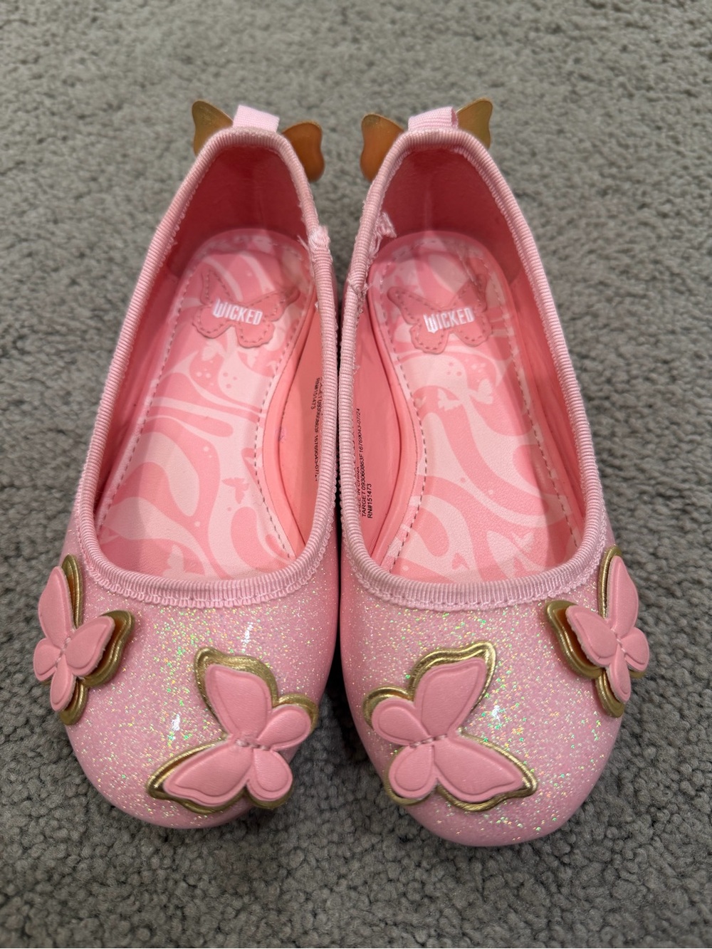 Wicked Pink Sparkly Butterfly Dress Shoes